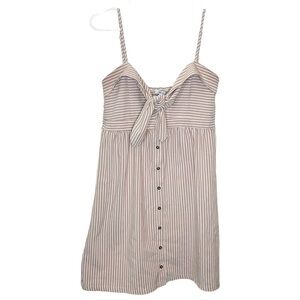 She +‎ Sky Dress Women's Large Striped Tie Front Spaghetti Strap Mini Dress